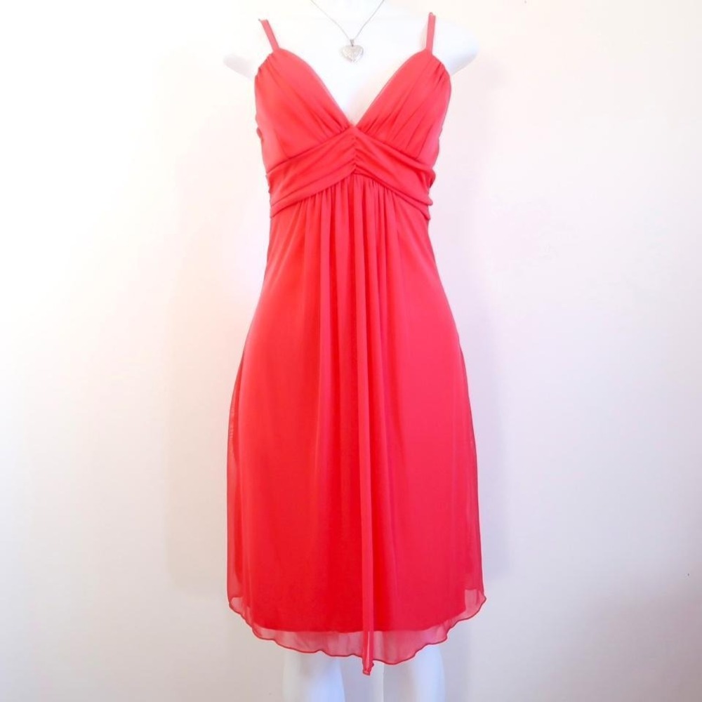 y2k suzy shier coral empire waist mini dress pleated